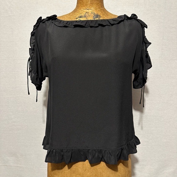 Madewell black 100% silk sheer blouse - size small - Picture 1 of 5